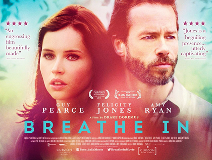 Breathe In (2013) cover art. A movie about a love love affair between a married teacher and a foreign exchange student. #FelicityJones #BritishActressBlog #Actress #Celebrity #Hollywood #Entertainment 