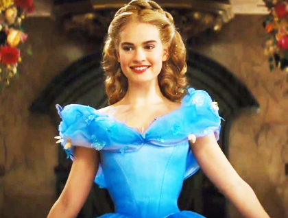 Lily James as Cinderella.