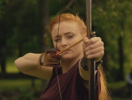 Sophie Turner with a Bow and Arrow.